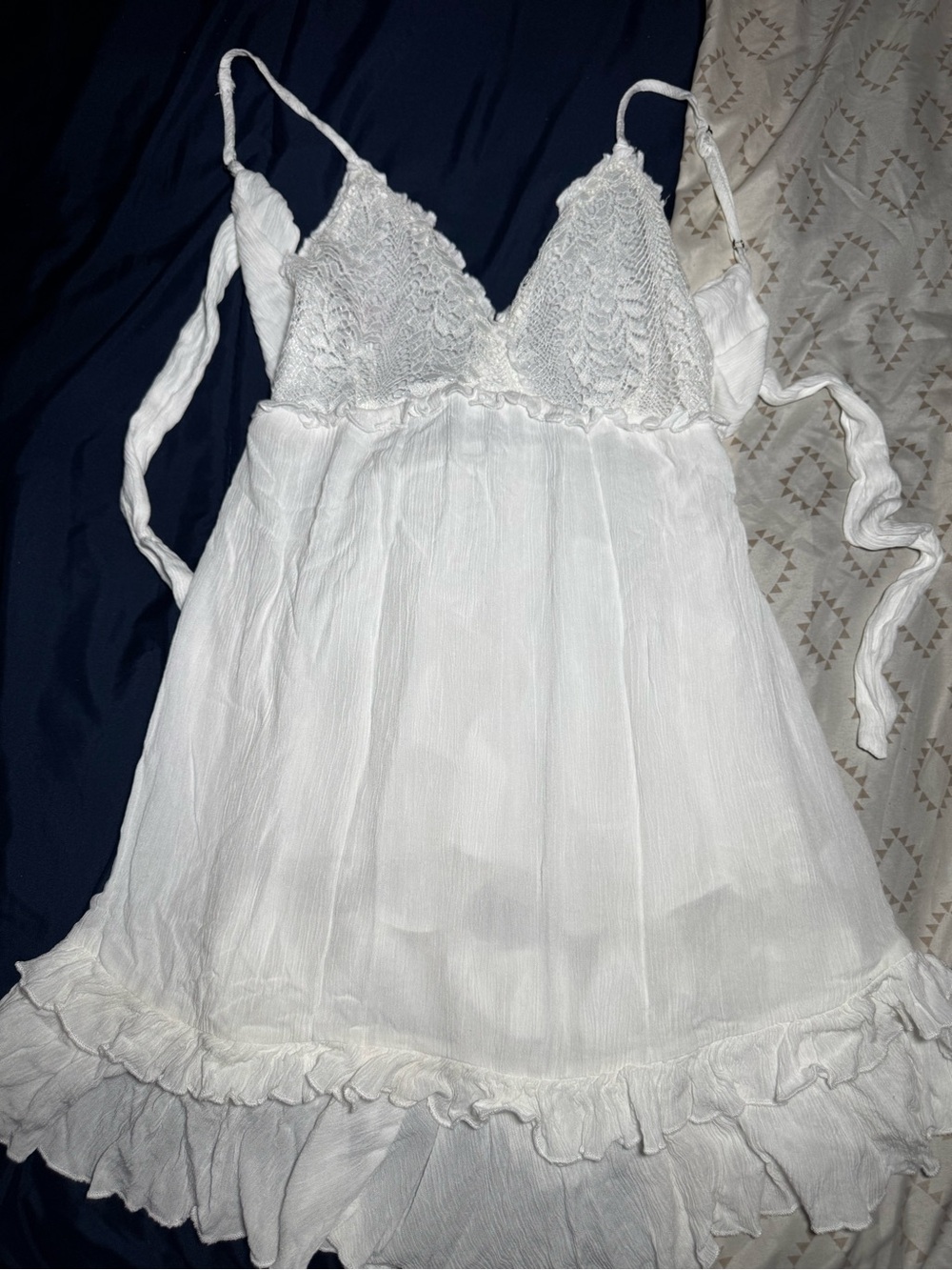 Ocean drive White Lace Trim Dress